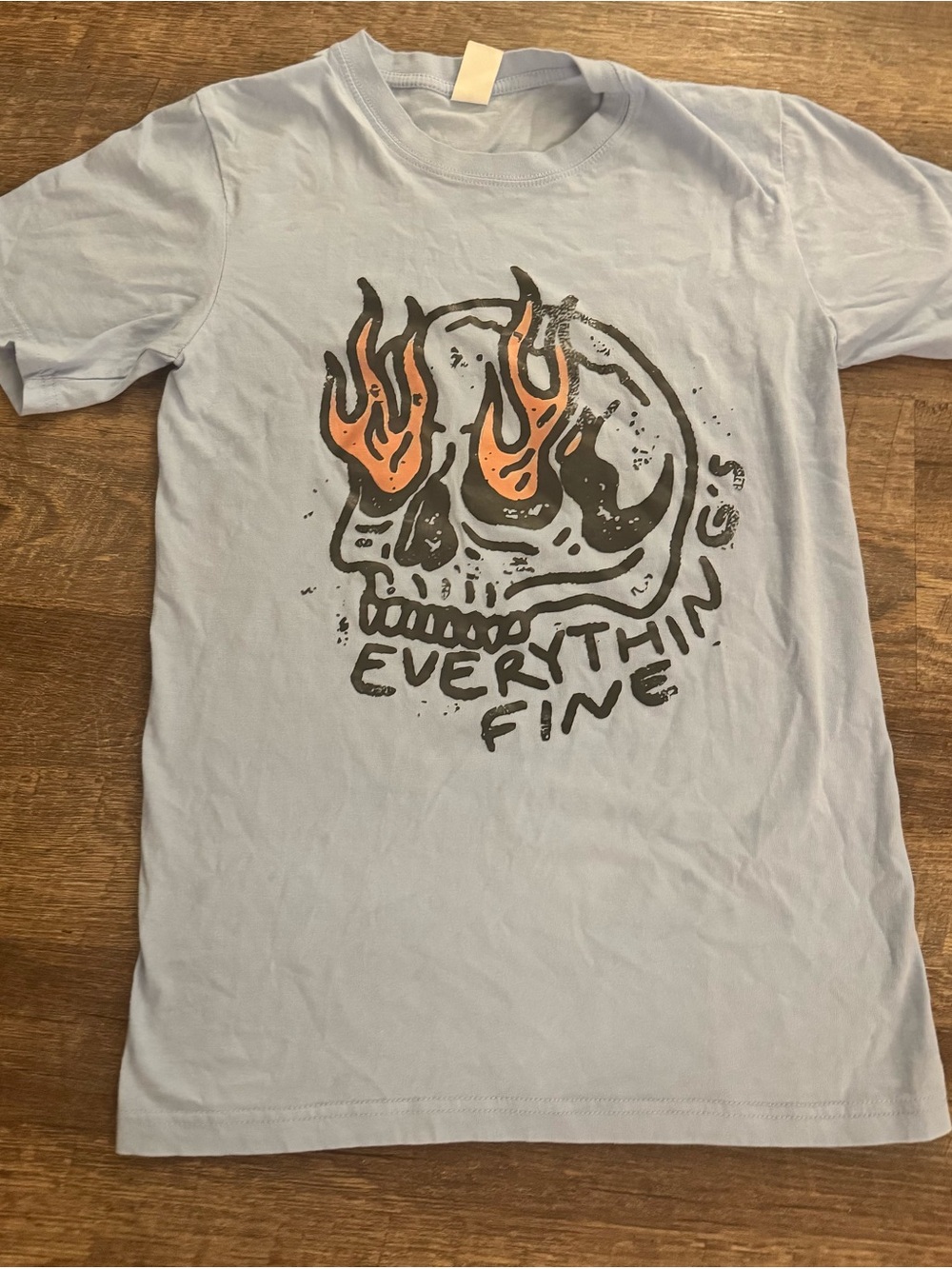 Everything Fine Skull Graphic Tee - Light Blue
